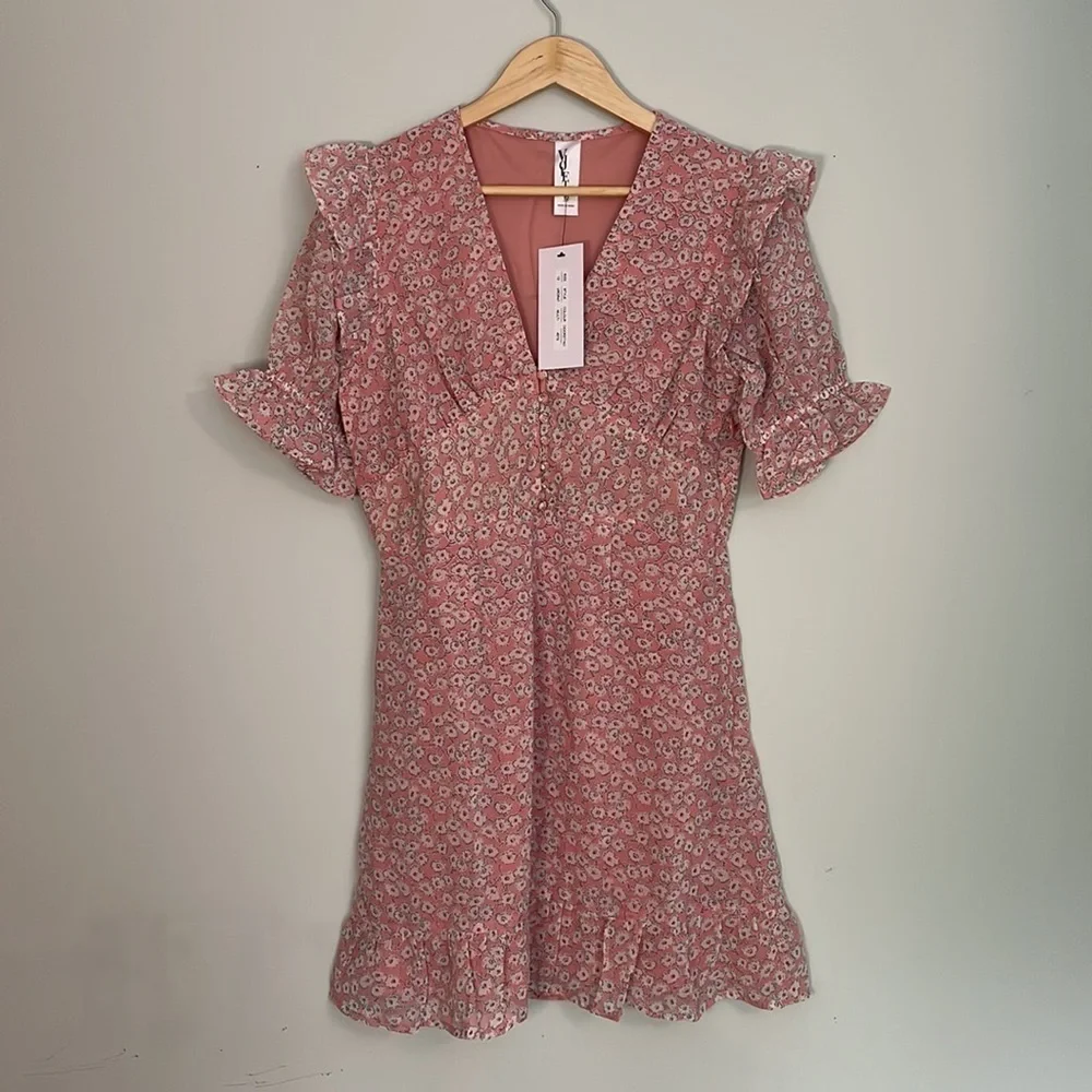 Violet Romance button front mini dress with ruffle sleeves in floral print dress - Picture 6 of 9